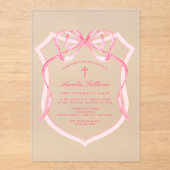 ピンクボークレストバプテスマ アクリル招待状 (正面)