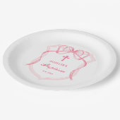 ピンクボークレストバプテスマ ペーパープレート (アングル)