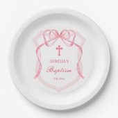 ピンクボークレストバプテスマ ペーパープレート (正面)