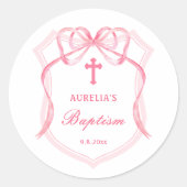 ピンクボークレストバプテスマ ラウンドシール (正面)