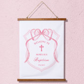 ピンクボークレストバプテスムウェルカム 吊り下げ型タペストリー