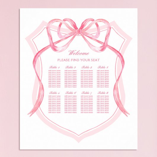 ピンクボークレスト洗礼着席表 ポスター