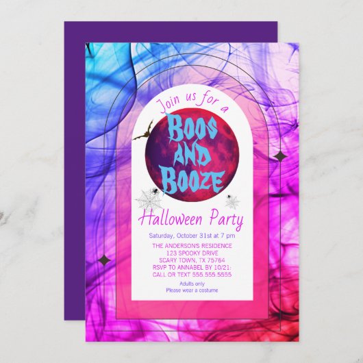 ピンクボースとブーズアダルト不気味ハローウィンパーティ 招待状 (正面/裏面)