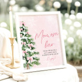 ピンクボーズクリスマスツリースノーフレークモモモザバーサイン ポスター