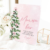 ピンクボーズクリスマスツリースノーフレークモモモザバーサイン 台座サイン