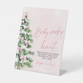 ピンクボーズクリスマスツリーベビーソックス狩りゲーム 台座サイン (正面)