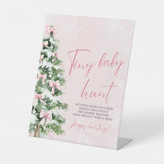 ピンクボーズクリスマスツリーミニベビー狩りゲーム 台座サイン (正面)