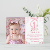 ピンクボーズコケット誕生日サンキューカード サンキューカード (スタンド正面)