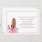 ピンクボーズシャンパンバースデーパーティー 招待状 (正面/裏面)