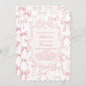 ピンクボーズデザインバプテスマ招待状 招待状 (正面/裏面)