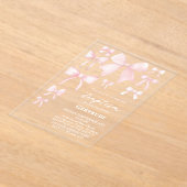 ピンクボーズバプテスマ招待状 アクリル招待状 (レイダウン)