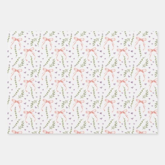 ピンクボーズフローラ誕生日シャワ結婚ーの ラッピングペーパーシート (正面2)