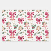 ピンクボーズ金ゴールドベルズクリスマス ラッピングペーパーシート (正面2)