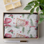 ピンクボーズ金ゴールドベルズクリスマス 薄葉紙 (ギフト)