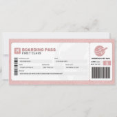ピンクボーディングパス旅行飛行機ギフトチケット 招待状 (正面)