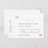 ピンクボーディングパス飛行機チケット応答RSVPカード 出欠カード (正面/裏面)