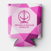 ピンクボートいかりモダン&幾何学的パターン 缶クーラー (正面)