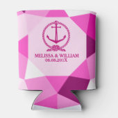 ピンクボートいかりモダン&幾何学的パターン 缶クーラー (裏面)