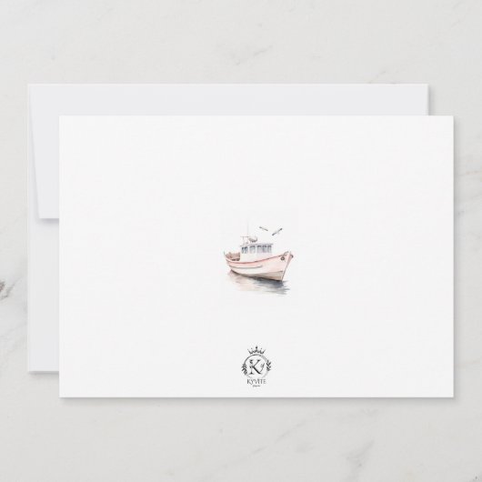 ピンクボート誕生日フォト招待状 招待状 (裏面)