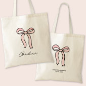 ピンクボーパーソナライズされたコケットブライダルシャワーのお気に入り トートバッグ