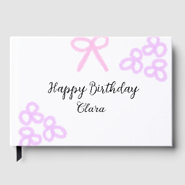 ピンクボーパープルフローラパステルハッピーバースデー ゲストブック