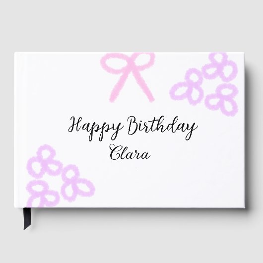 ピンクボーパープルフローラパステルハッピーバースデー ゲストブック (正面)