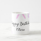 ピンクボーパープルフローラパステルハッピーバースデー コーヒーマグカップ (中央)