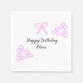 ピンクボーパープルフローラパステルハッピーバースデー スタンダードカクテルナプキン