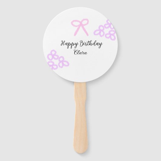 ピンクボーパープルフローラパステルハッピーバースデー ハンドファン (正面)