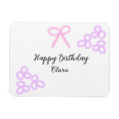 ピンクボーパープルフローラパステルハッピーバースデー マグネット (横)