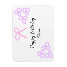 ピンクボーパープルフローラパステルハッピーバースデー マグネット
