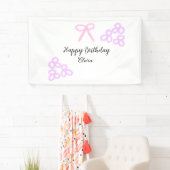 ピンクボーパープルフローラパステルハッピーバースデー 横断幕 (インサイチュ)