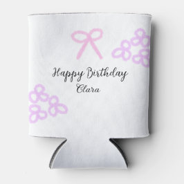 ピンクボーパープルフローラパステルハッピーバースデー 缶クーラー