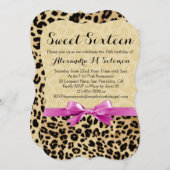 ピンクボーヒョウ甘い16パーティの招待状 招待状 (正面/裏面)