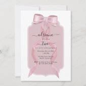 ピンクボーファンシーコケガーリーット誕生日招待状 招待状 (正面)