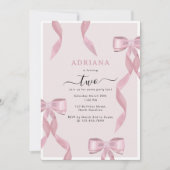 ピンクボーファンシーテーマガーリー誕生日招待状 招待状 (正面)