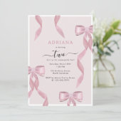 ピンクボーファンシーテーマガーリー誕生日招待状 招待状 (スタンド正面)