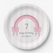 ピンクボーファンシーレインボーコケット誕生日 ペーパープレート (正面)