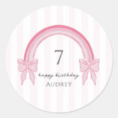 ピンクボーファンシーレインボーコケット誕生日 ラウンドシール (正面)