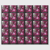 ピンクボーブルズメリークリスマスラッピング紙ブラック ラッピングペーパー (フラット)