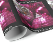 ピンクボーブルズメリークリスマスラッピング紙ブラック ラッピングペーパー (ロールコーナー)