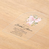 ピンクボーモダンコケットフローラブライダルシャワー アクリル招待状 (レイダウン)