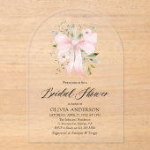 ピンクボーモダンコケットフローラブライダルシャワー アクリル招待状 (正面)