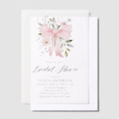 ピンクボーモダンコケットフローラブライダルシャワー ベラム紙招待状 (オフセット)