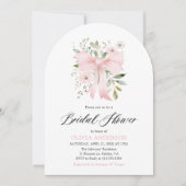 ピンクボーモダンコケットフローラブライダルシャワー 招待状 (正面)