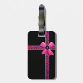 ピンクボーモノグラム付きピンクゼブラリボン ラゲッジタグ (裏面縦)