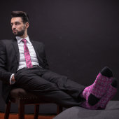 ピンクボーリングピンフラワーパターン ネクタイ