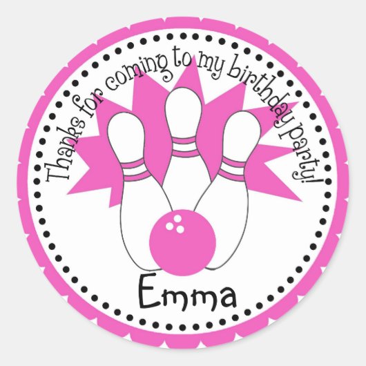 ピンクボーリングボールスタンプ ラウンドシール (正面)