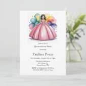 ピンクボールガウンキンセアニラパーティー 招待状 (スタンド正面)