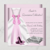 ピンクボールガウンハイヒールシューズキンセアニェラ 招待状 (正面/裏面)